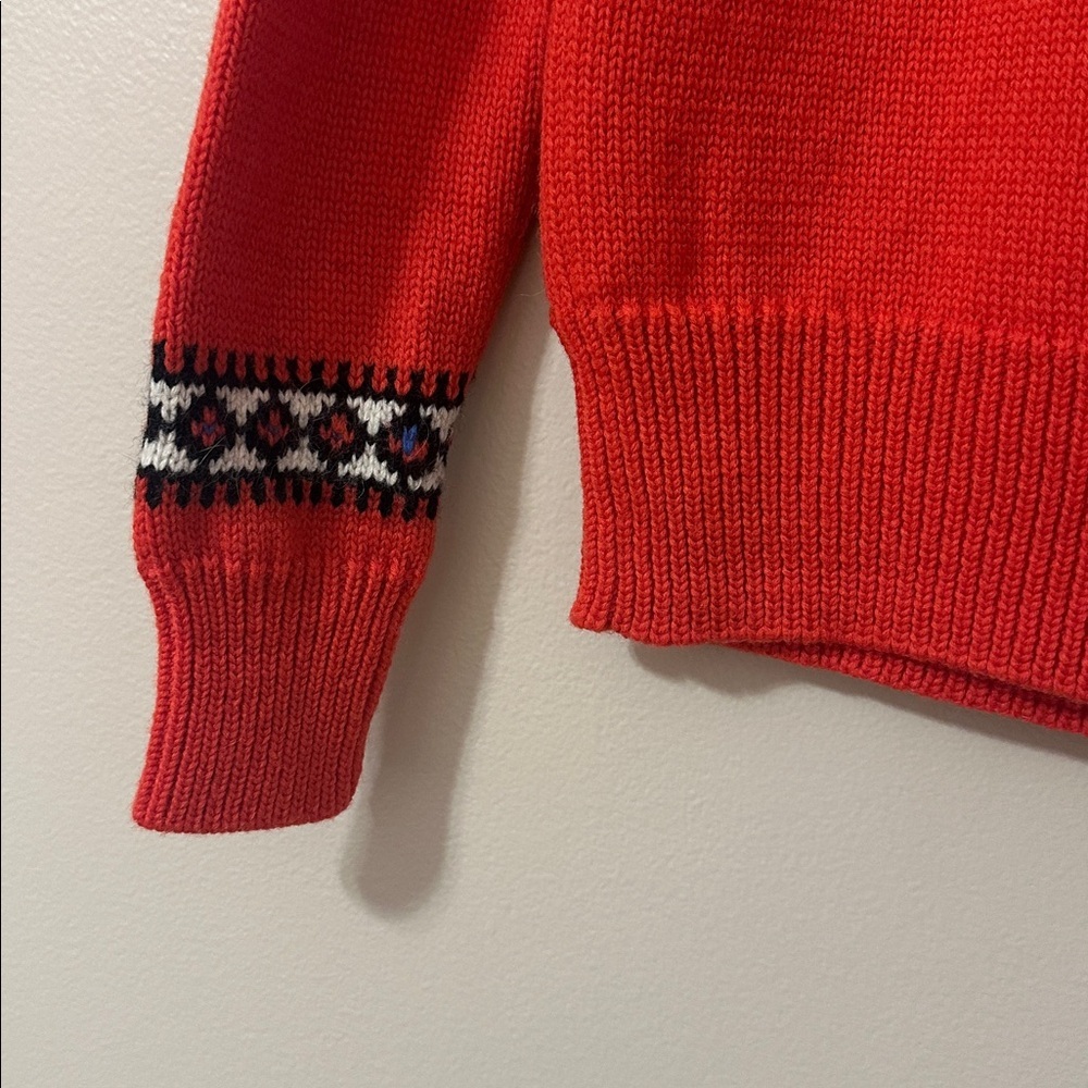 J. Crew Womens Fair Isle Wool Blend Red Crew Neck Sweater Sz Small Preppy - Picture 4 of 7
